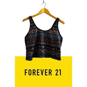 Forever 21 Tribal Print Colorful Racerback Crop Top Bohemian Festival Beach
